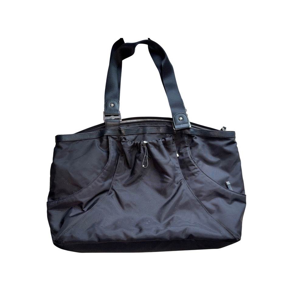 Baggallini Black Nylon Large Tote Bag Travel Work Shoulder Bag Multi-Pocket